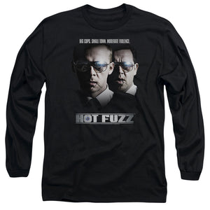 AN OFFCIALLY LICENSED HOT FUZZ BIG COPS MEN'S LONG SLEEVE T-SHIRT BLACK