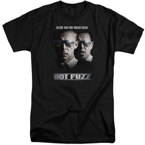 AN OFFCIALLY LICENSED HOT FUZZ BIG COPS MEN'S TALL FIT T-SHIRT BLACK