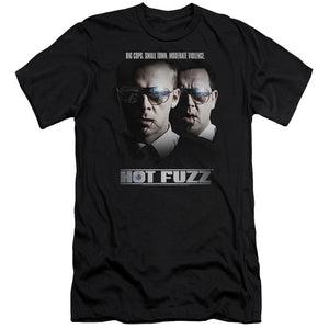 AN OFFCIALLY LICENSED HOT FUZZ BIG COPS MEN'S PREMIUM SLIM FIT T-SHIRT BLACK