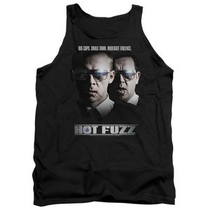 AN OFFCIALLY LICENSED HOT FUZZ BIG COPS ADULT UNISEX TANK TOP BLACK
