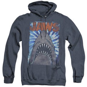 AN OFFCIALLY LICENSED JAWS OCEAN TIE DYE ADULT UNISEX HEATHER PULLOVER HOODIE NAVY