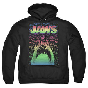 AN OFFCIALLY LICENSED JAWS NEON LINE ART POSTER ADULT UNISEX PULLOVER HOODIE BLACK