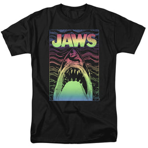 AN OFFCIALLY LICENSED JAWS NEON LINE ART POSTER MEN'S REGULAR FIT T-SHIRT BLACK