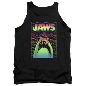 AN OFFCIALLY LICENSED JAWS NEON LINE ART POSTER ADULT UNISEX TANK TOP BLACK