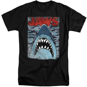 AN OFFCIALLY LICENSED JAWS CAMO JAWS MEN'S TALL FIT T-SHIRT BLACK