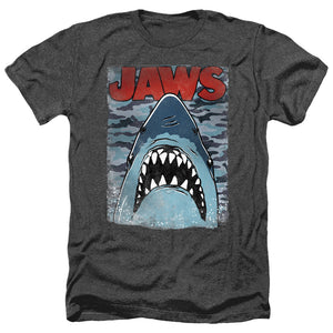 AN OFFCIALLY LICENSED JAWS CAMO JAWS MEN'S HEATHER T-SHIRT CHARCOAL