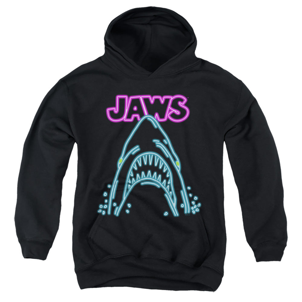 AN OFFCIALLY LICENSED JAWS NEON JAWS YOUTH HOODIE BLACK