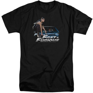 AN OFFCIALLY LICENSED FAST AND THE FURIOUS CAR RIDE MEN'S TALL FIT T-SHIRT BLACK