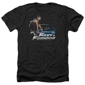 AN OFFCIALLY LICENSED FAST AND THE FURIOUS CAR RIDE MEN'S HEATHER T-SHIRT CHARCOAL