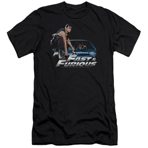 AN OFFCIALLY LICENSED FAST AND THE FURIOUS CAR RIDE MEN'S PREMIUM SLIM FIT T-SHIRT BLACK