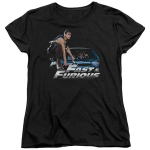 AN OFFCIALLY LICENSED FAST AND THE FURIOUS CAR RIDE WOMEN'S REGULAR FIT T-SHIRT BLACK
