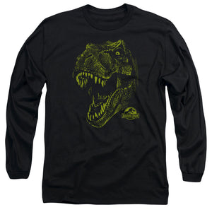 AN OFFCIALLY LICENSED JURASSIC PARK REX MOUNT MEN'S LONG SLEEVE T-SHIRT BLACK