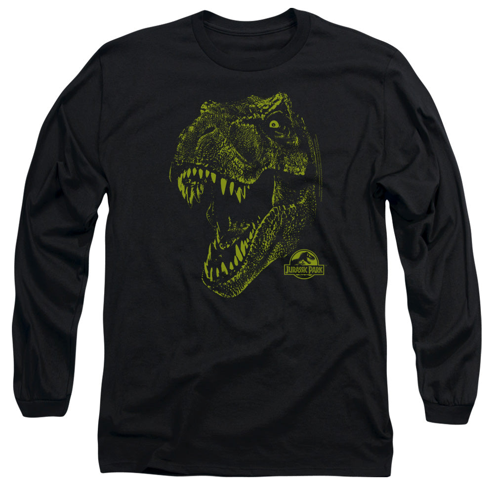 AN OFFCIALLY LICENSED JURASSIC PARK REX MOUNT MEN'S LONG SLEEVE T-SHIRT BLACK