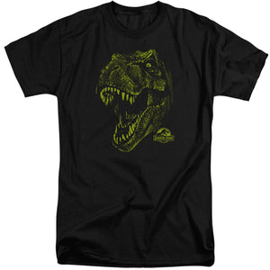 AN OFFCIALLY LICENSED JURASSIC PARK REX MOUNT MEN'S TALL FIT T-SHIRT BLACK