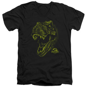 AN OFFCIALLY LICENSED JURASSIC PARK REX MOUNT MEN'S V-NECK T-SHIRT BLACK
