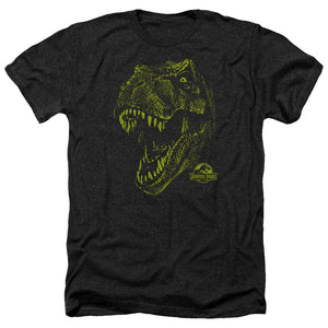 AN OFFCIALLY LICENSED JURASSIC PARK REX MOUNT MEN'S HEATHER T-SHIRT CHARCOAL