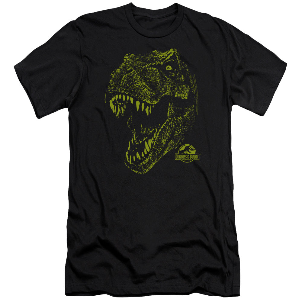 AN OFFCIALLY LICENSED JURASSIC PARK REX MOUNT MEN'S PREMIUM SLIM FIT T-SHIRT BLACK