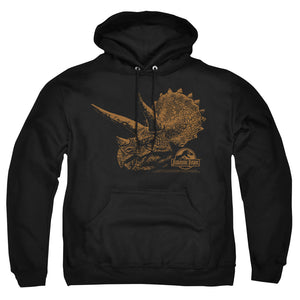 AN OFFCIALLY LICENSED JURASSIC PARK TRI MOUNT ADULT UNISEX PULLOVER HOODIE BLACK
