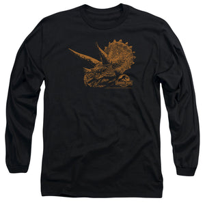 AN OFFCIALLY LICENSED JURASSIC PARK TRI MOUNT MEN'S LONG SLEEVE T-SHIRT BLACK