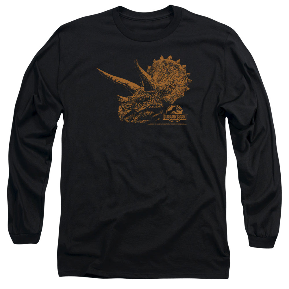 AN OFFCIALLY LICENSED JURASSIC PARK TRI MOUNT MEN'S LONG SLEEVE T-SHIRT BLACK