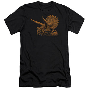 AN OFFCIALLY LICENSED JURASSIC PARK TRI MOUNT MEN'S PREMIUM SLIM FIT T-SHIRT BLACK