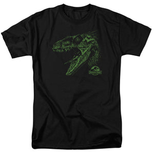 AN OFFCIALLY LICENSED JURASSIC PARK RAPTOR MOUNT MEN'S REGULAR FIT T-SHIRT BLACK