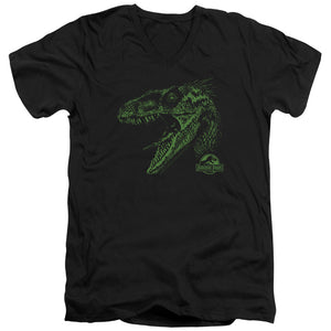 AN OFFCIALLY LICENSED JURASSIC PARK RAPTOR MOUNT MEN'S V-NECK T-SHIRT BLACK