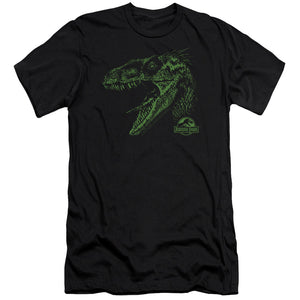 AN OFFCIALLY LICENSED JURASSIC PARK RAPTOR MOUNT MEN'S PREMIUM SLIM FIT T-SHIRT BLACK