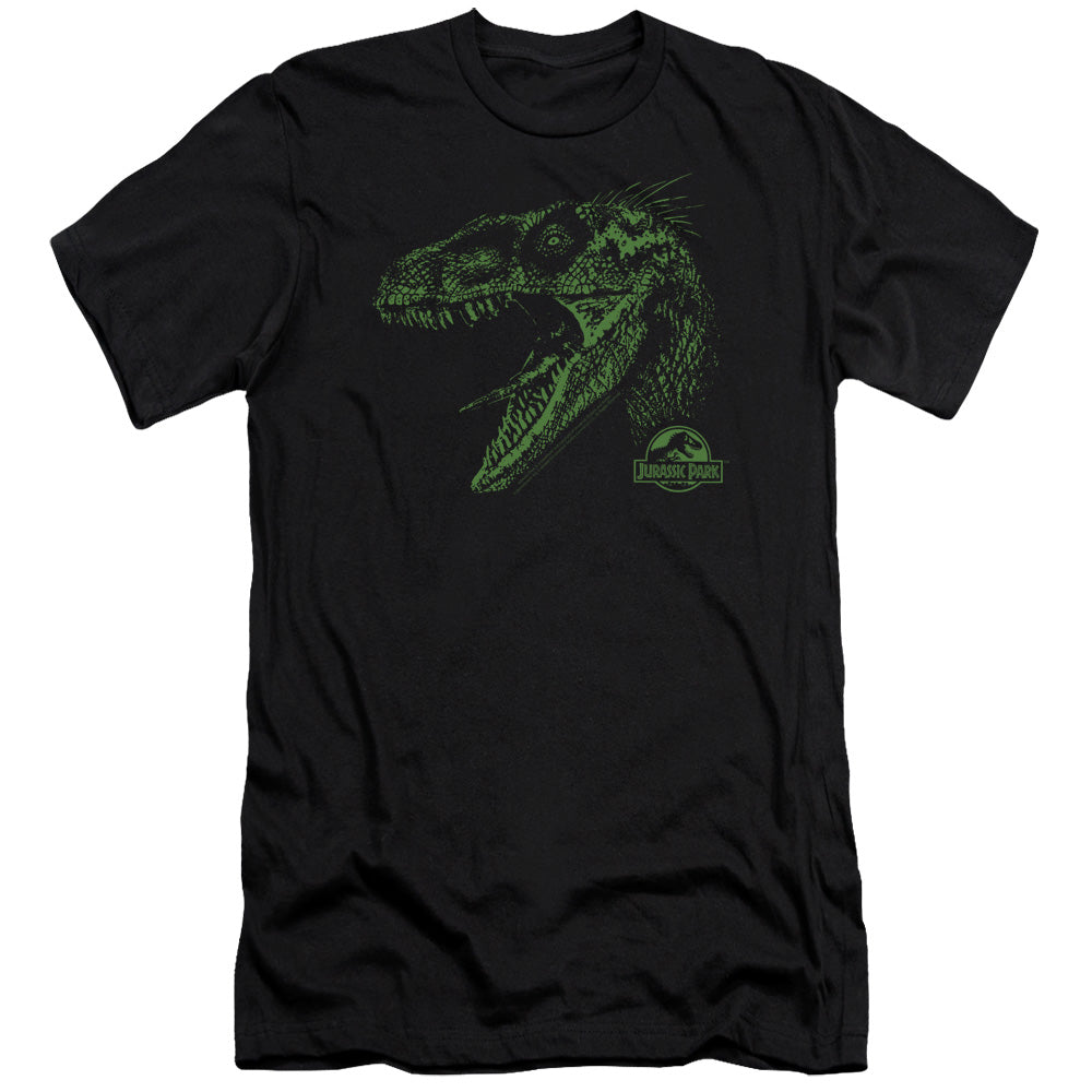 AN OFFCIALLY LICENSED JURASSIC PARK RAPTOR MOUNT MEN'S PREMIUM SLIM FIT T-SHIRT BLACK