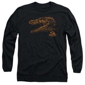 AN OFFCIALLY LICENSED JURASSIC PARK SPINO MOUNT MEN'S LONG SLEEVE T-SHIRT BLACK