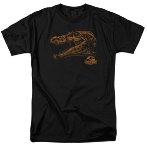 AN OFFCIALLY LICENSED JURASSIC PARK SPINO MOUNT MEN'S REGULAR FIT T-SHIRT BLACK