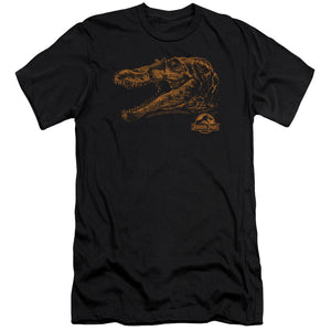 AN OFFCIALLY LICENSED JURASSIC PARK SPINO MOUNT MEN'S PREMIUM SLIM FIT T-SHIRT BLACK