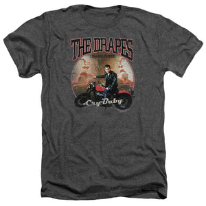 AN OFFCIALLY LICENSED CRY BABY DRAPES MEN'S HEATHER T-SHIRT CHARCOAL