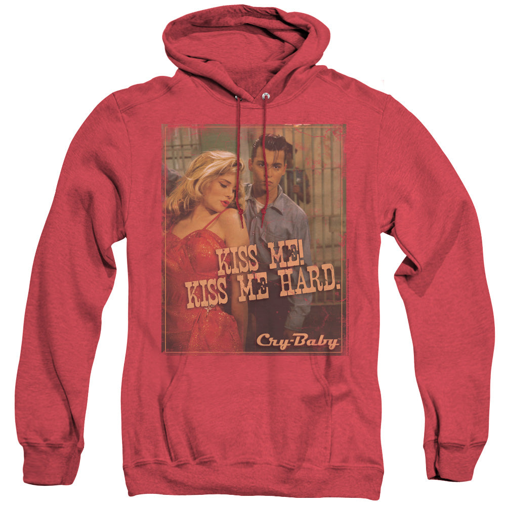 AN OFFCIALLY LICENSED CRY BABY KISS ME ADULT UNISEX HEATHER PULLOVER HOODIE RED