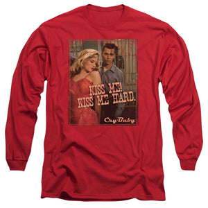 AN OFFCIALLY LICENSED CRY BABY KISS ME MEN'S LONG SLEEVE T-SHIRT RED