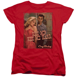 AN OFFCIALLY LICENSED CRY BABY KISS ME WOMEN'S REGULAR FIT T-SHIRT RED