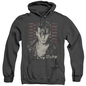 AN OFFCIALLY LICENSED CRY BABY DRAPES & SQUARES ADULT UNISEX HEATHER PULLOVER HOODIE BLACK