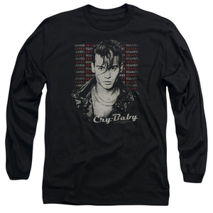 AN OFFCIALLY LICENSED CRY BABY DRAPES & SQUARES MEN'S LONG SLEEVE T-SHIRT BLACK