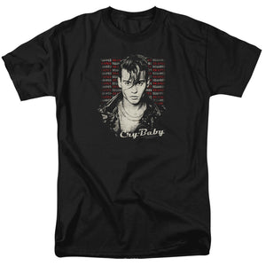 AN OFFCIALLY LICENSED CRY BABY DRAPES & SQUARES MEN'S REGULAR FIT T-SHIRT BLACK