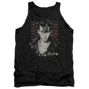 AN OFFCIALLY LICENSED CRY BABY DRAPES & SQUARES ADULT UNISEX TANK TOP BLACK