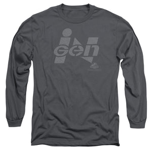AN OFFCIALLY LICENSED JURASSIC PARK INGEN LOGO MEN'S LONG SLEEVE T-SHIRT CHARCOAL