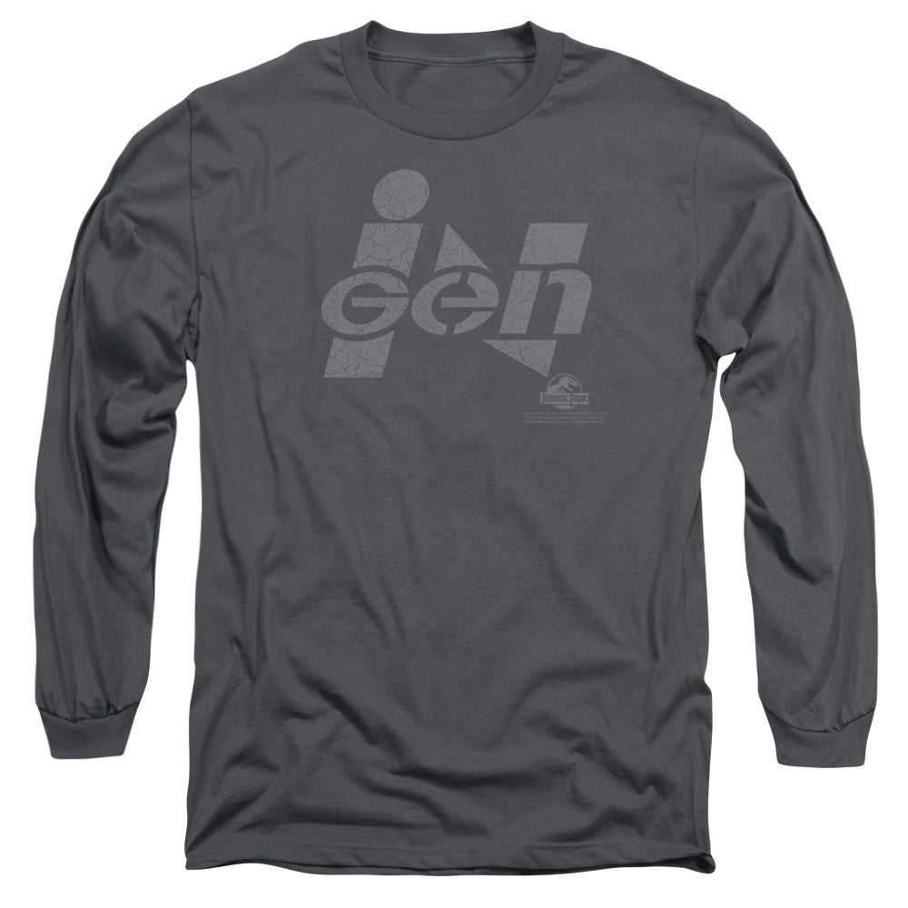 AN OFFCIALLY LICENSED JURASSIC PARK INGEN LOGO MEN'S LONG SLEEVE T-SHIRT CHARCOAL