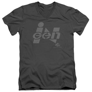 AN OFFCIALLY LICENSED JURASSIC PARK INGEN LOGO MEN'S V-NECK T-SHIRT CHARCOAL