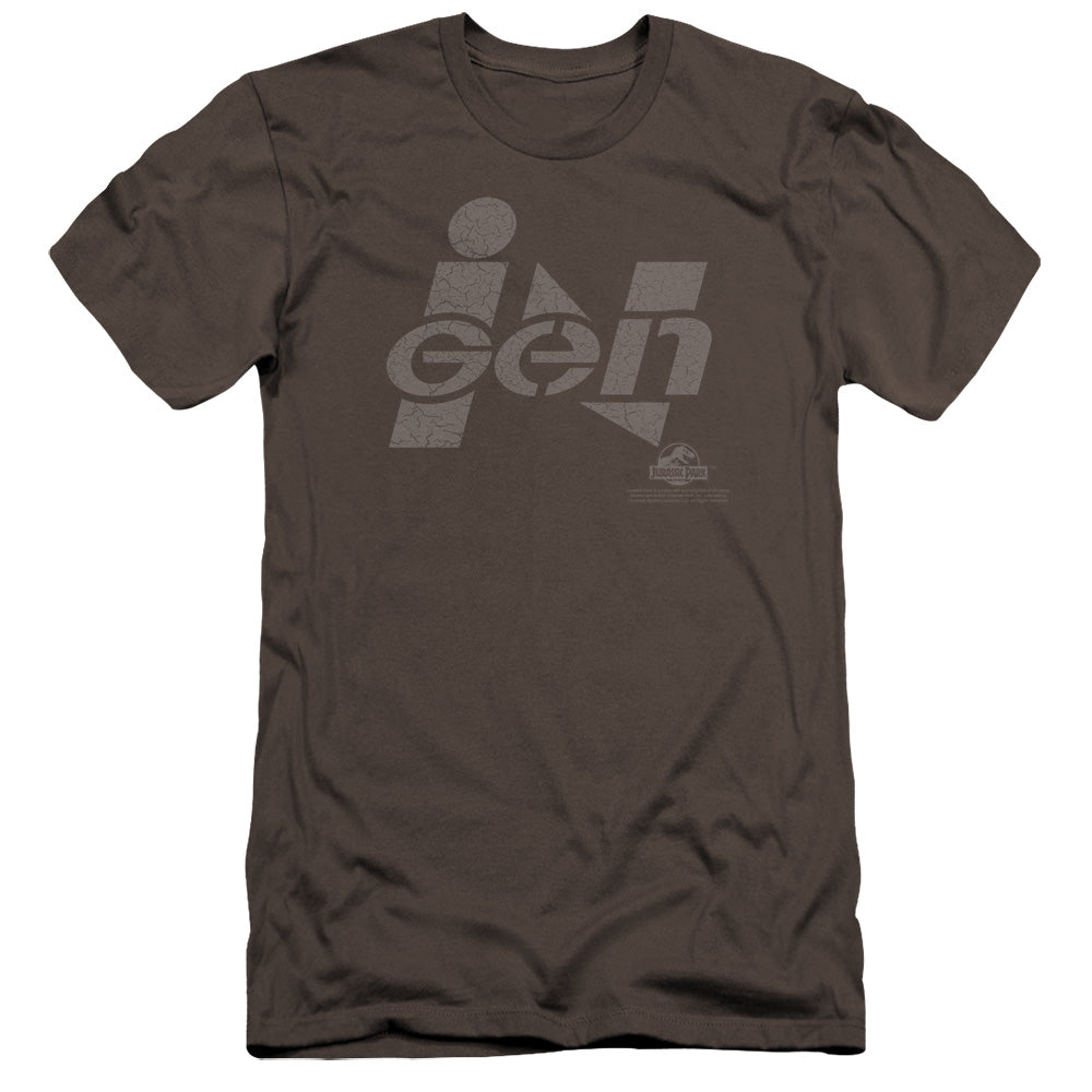 AN OFFCIALLY LICENSED JURASSIC PARK INGEN LOGO MEN'S PREMIUM SLIM FIT T-SHIRT CHARCOAL