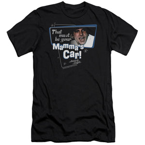 AN OFFCIALLY LICENSED AMERICAN GRAFITTI MAMMAS CAR MEN'S PREMIUM SLIM FIT T-SHIRT BLACK