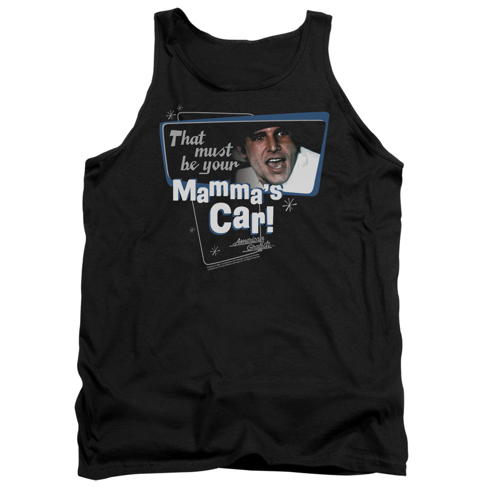 AN OFFCIALLY LICENSED AMERICAN GRAFITTI MAMMAS CAR ADULT UNISEX TANK TOP BLACK