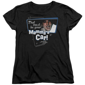 AN OFFCIALLY LICENSED AMERICAN GRAFITTI MAMMAS CAR WOMEN'S REGULAR FIT T-SHIRT BLACK