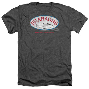 AN OFFCIALLY LICENSED AMERICAN GRAFFITI PHARAOHS MEN'S HEATHER T-SHIRT CHARCOAL