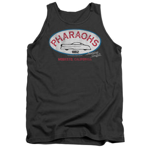 AN OFFCIALLY LICENSED AMERICAN GRAFFITI PHARAOHS ADULT UNISEX TANK TOP CHARCOAL