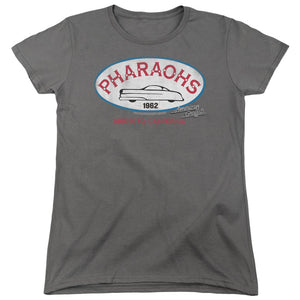 AN OFFCIALLY LICENSED AMERICAN GRAFFITI PHARAOHS WOMEN'S REGULAR FIT T-SHIRT CHARCOAL